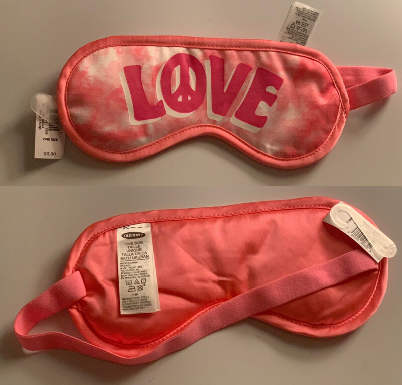 2- Old Navy Adults WomenâS ~ Pink Satin âLoveâ Sleep Mask ~ One Size .. Nwt   $6
