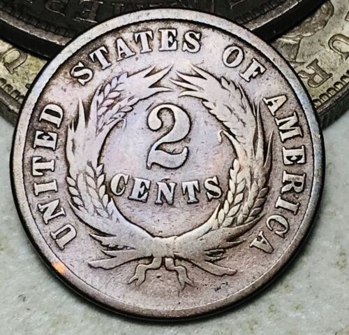 1864 Two Cent Piece 2C Ungraded Choice Civil War Era Good US Copper Coin CC12767