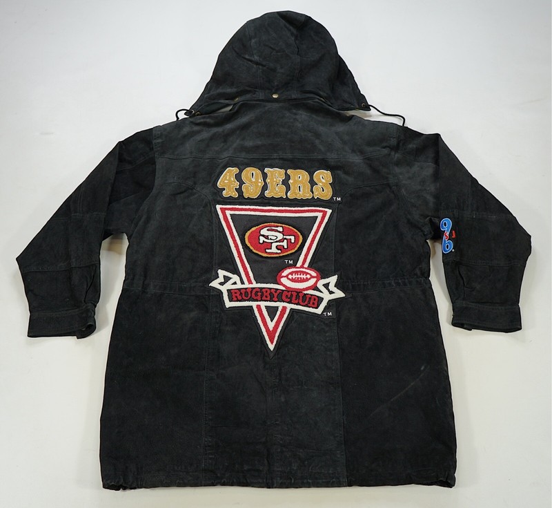 Rare Vintage DSJ 96 San Francisco 49ers Rugby Club Suede Leather Jacket 90s XL