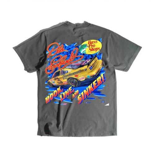 REELIN IN THE WIN DALE EARNHAON A SHAKA HEAVYWEIGHT GARMET DYED T SHIRT "MODERN"