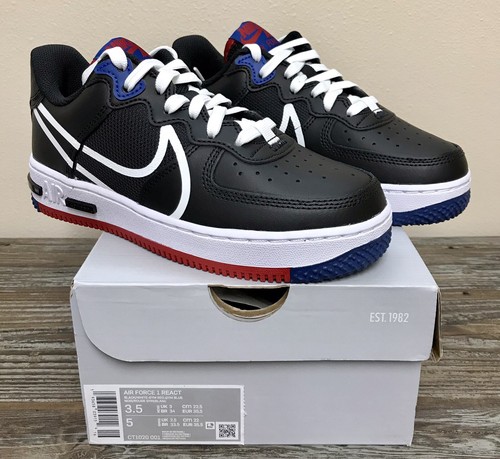 nike air force 1 low react black white red blue