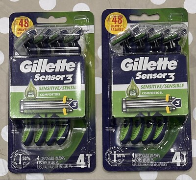 2 Packs - Gillette Sensor3 Disposable Razor - Sensitive With Aloe Comfort Gel