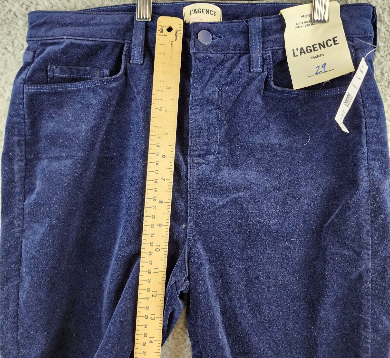 L'AGENCE Monique Ultra High Rise Skinny Jeans Women's 29 Dark Navy Pockets Zip - Picture 8 of 13