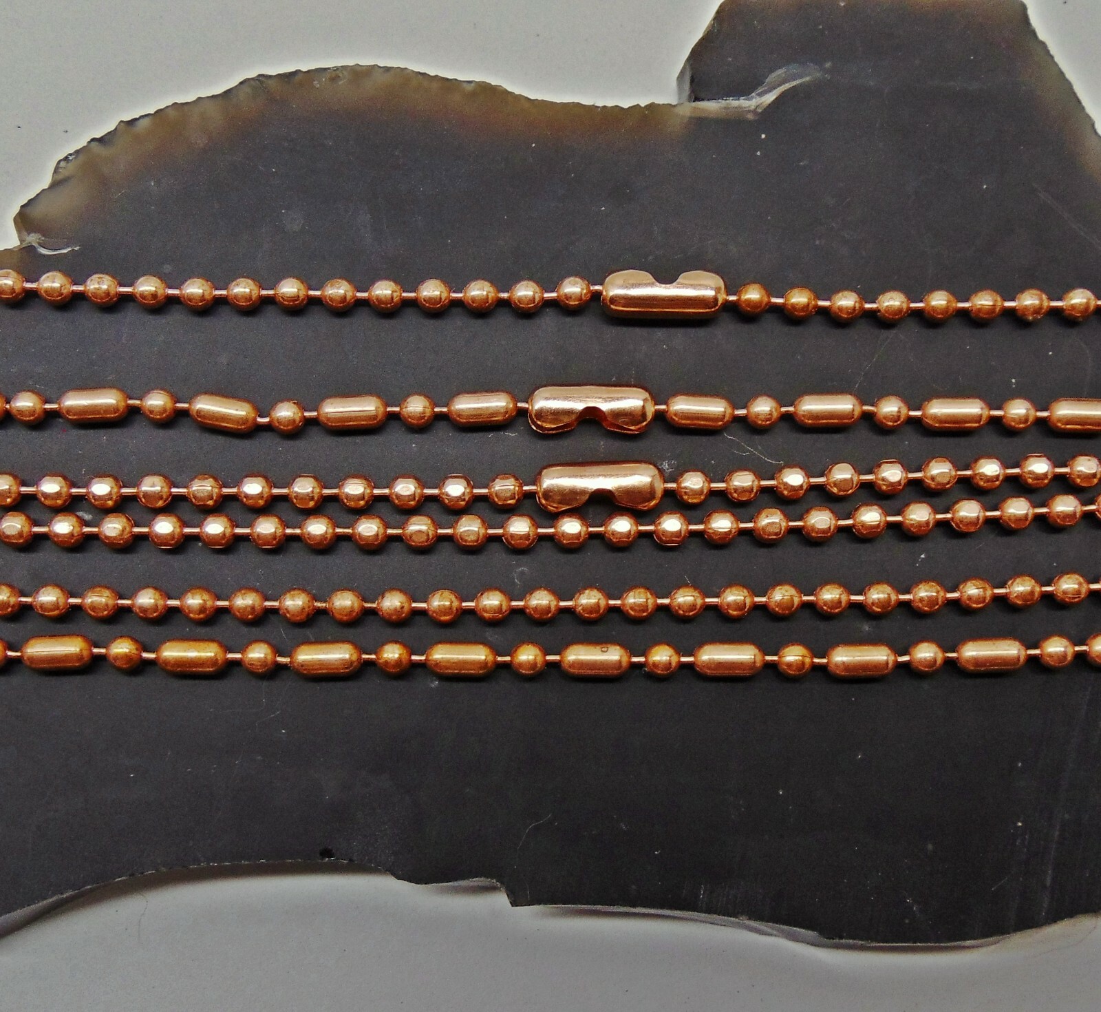 3 Solid COPPER Ball CHAIN 24" Necklaces~3 Styles Chain: Round, Faceted, Ball-Bar