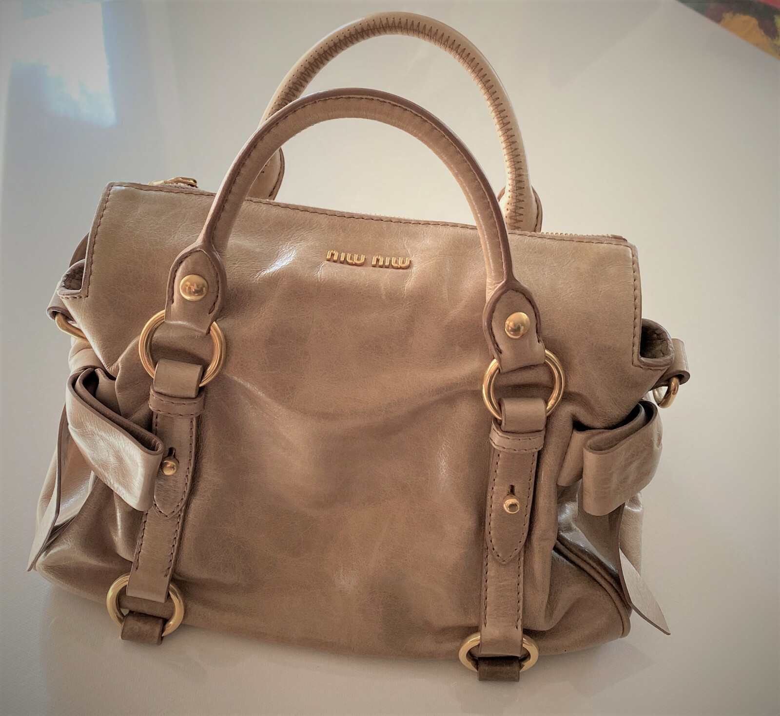Miu Miu Vitello Lux Bow Satchel Calfskin Leather Authentic Miu Miu Vitello Lux Bow Satchel Calfskin Leather Authentic