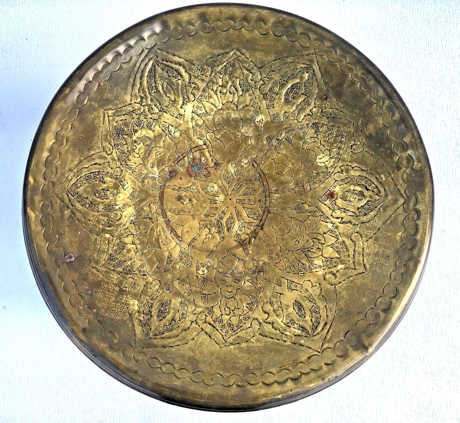 Brass Foot Stool Warmer Middle Eastern Ankara Turkey Ornate