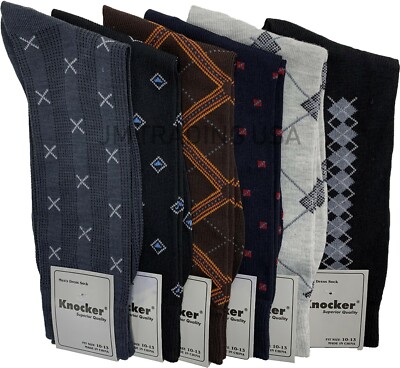 6, 12 Or 18 Pairs Mens Dress Socks Multi Color Print Casual Work Size 10-13 Crew