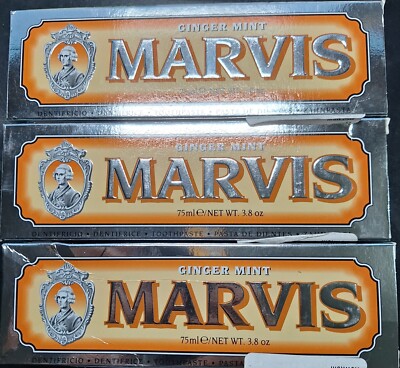 3 Boxes Marvis Ginger Mint Toothpaste 3.8 ounce Tubes