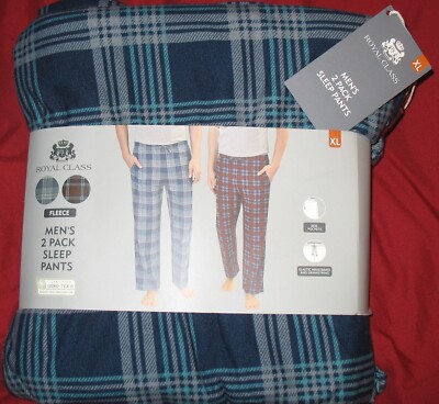 ROYAL CLASS - 2 PAIR PKG - NEW - MEN'S XL (40-42) - PLAID PAJAMA / LOUNGE PANTS