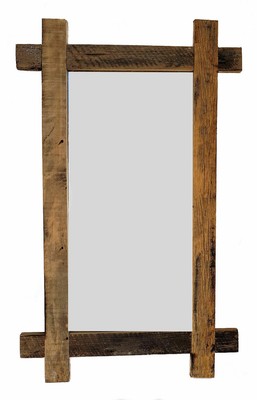 Massiv Holz Wandspiegel rustikal - 90x55 cm - Garderoben Flur Spiegel Badspiegel