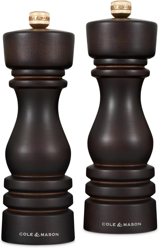 London Beech Wood Salt and Pepper Mill Set - Precision+ Carbon/Ceramic Mechanism