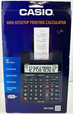 Casio HR-170RC Mini Desktop Printing Calculator 12 Digit Display 2 Color Print