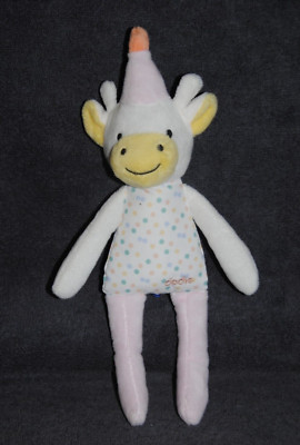 🍀 Doudou Vache DODIE Blanc Rose Pois Couleurs Peluche Cow 28 Cm Etat NEUF