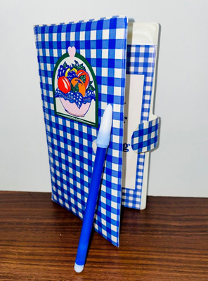 1980s Vintage Dry Erase Planner Shopping List Gingham Print Notebook Soft Cover