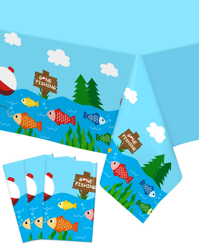 Gone Fishing Tablecloths Fishing Birthday Decorations Waterproof Table Cover ...