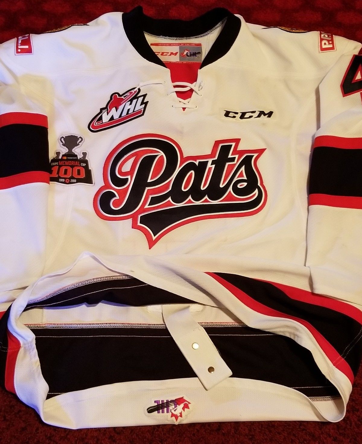 CALE FLEURY REGINA PATS GAME WORN MEMORIAL CUP FINALS JERSEY MONTREAL CANADIENS