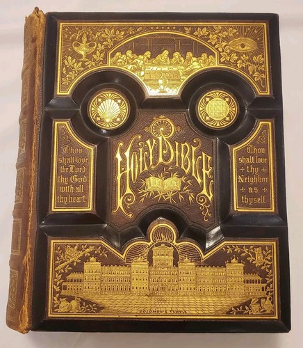 ヴィンテージの聖書◆『Holy Bible』◆ Antique-1869-The Holy Bible Complete And How To Understand