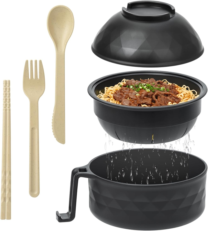 Microwave Ramen Cooker Bowl Set Noodle Bowl College Dorm Essentials Chopsticks