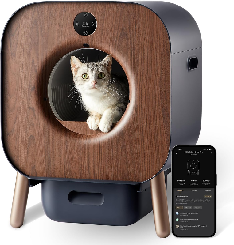 PAWBBY Self Cleaning Cat Litter Box, Automatic Cat Litter Box for Multi Cats, Te