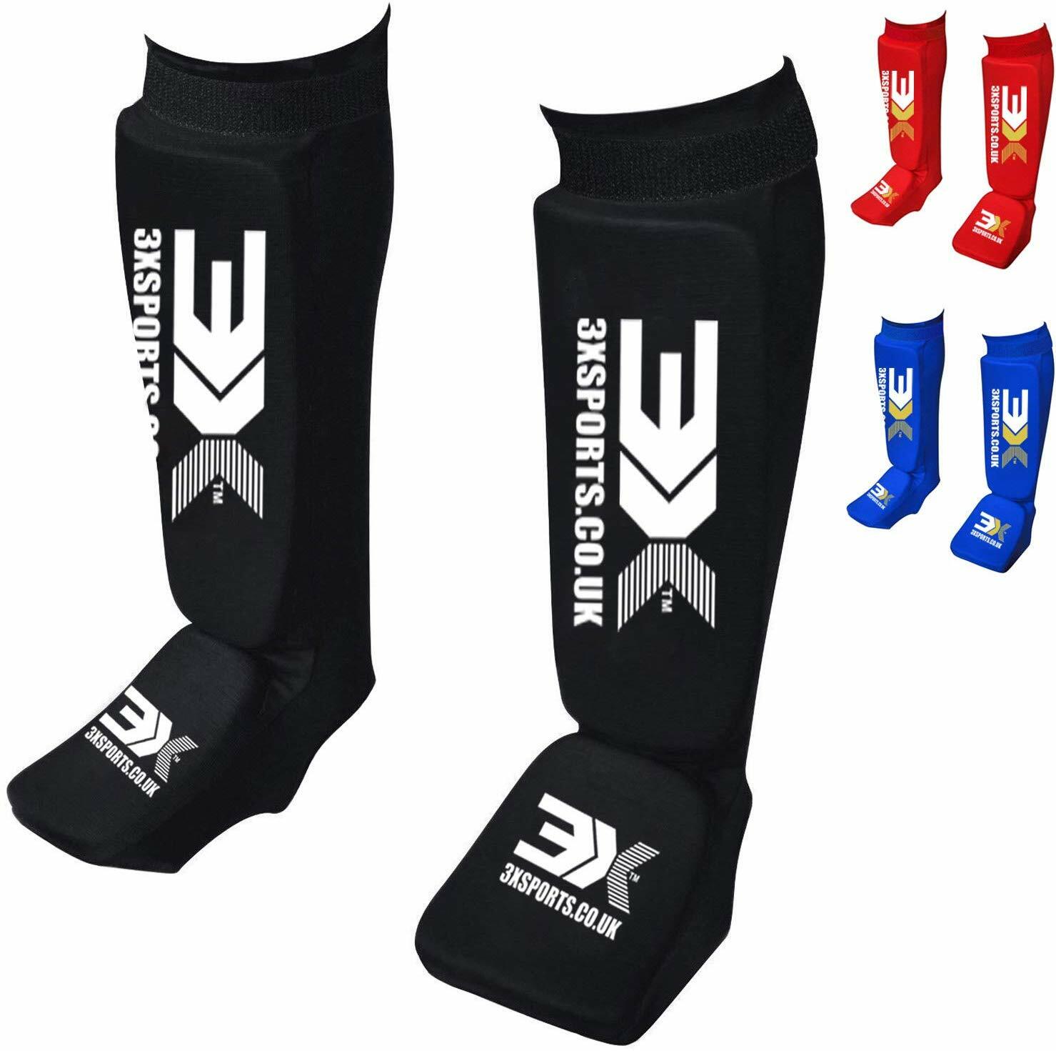 3X SPORTS Shin Instep Pads Krav Maga MMA Leg Pads Protective Gears Thai
