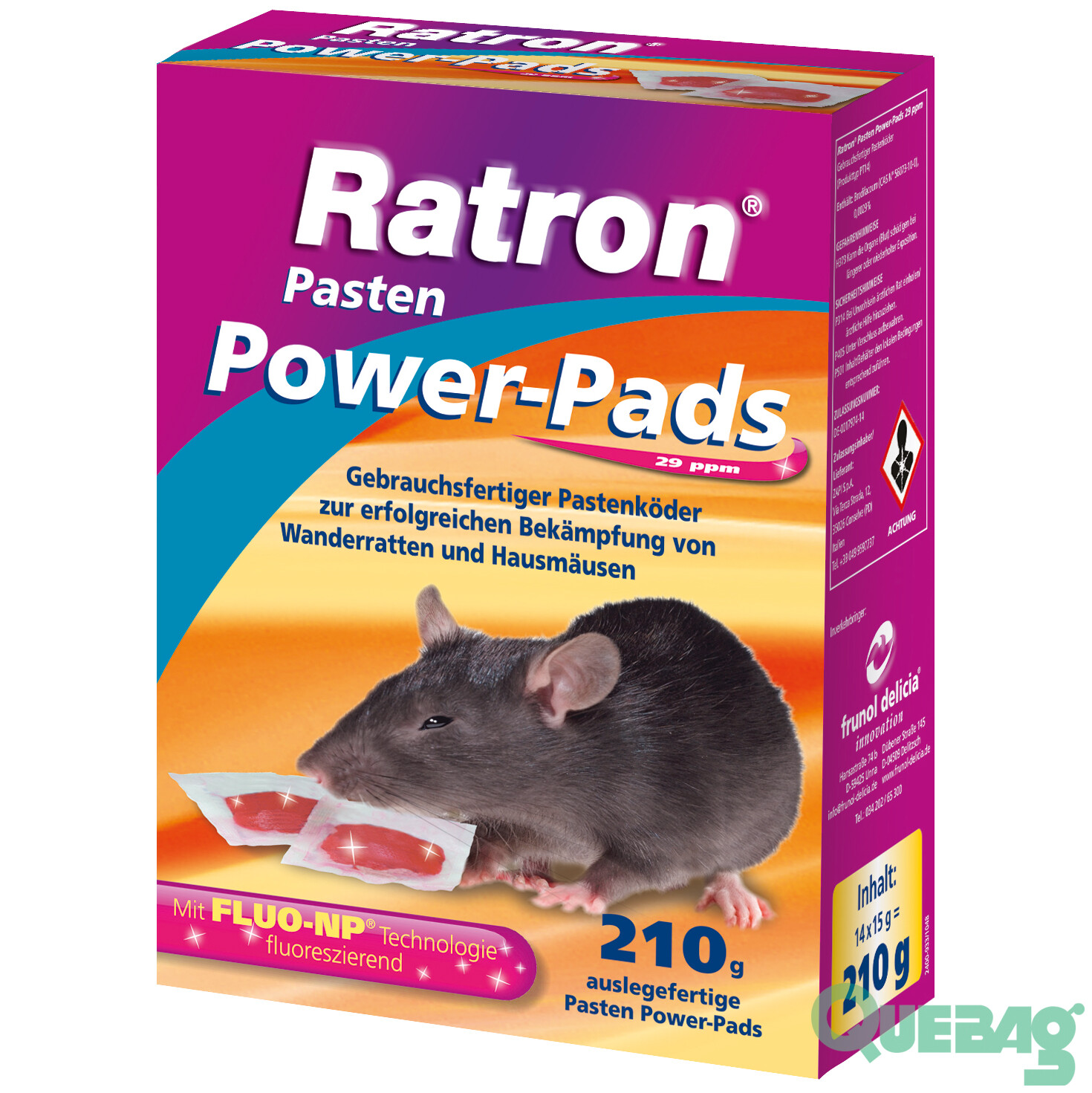 Mäusegift Rattenköder Rattengift Mäuseköder Ratron Pasten Power-Pads 210g 29 ppm