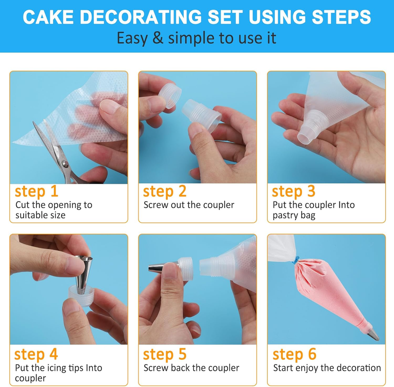 Piping Bags and Tips Set - 12 Inch Pastry Bags Disposable, 100Pcs Icing Bags for