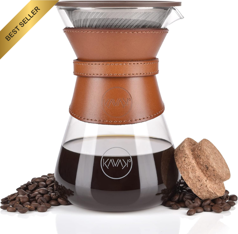 Pour over Coffee Maker Set with Double-Layer Stainless Steel Filter, Coffee Drip