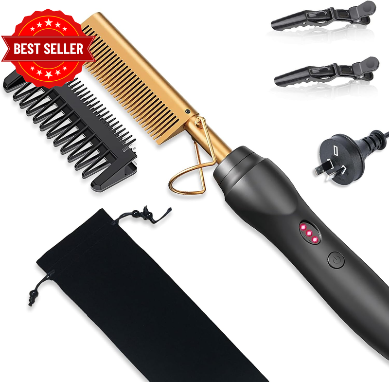 Hot Comb，Hair Straightener，Heat Pressing Combs Ceramic Electric Hair Straighteni
