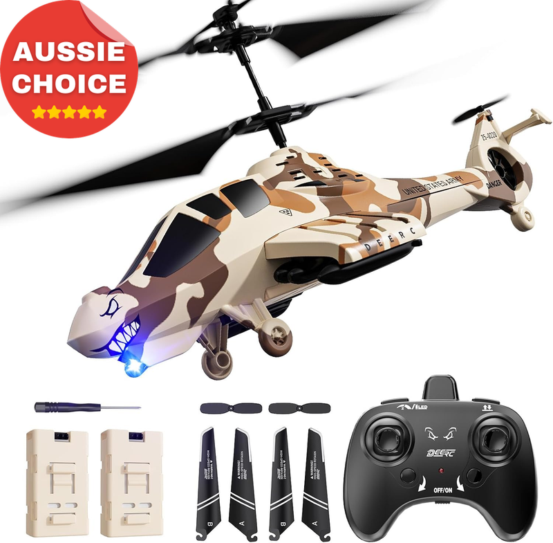 RC Helicopter 2.4GHz Remote Control Indoor Altitude Hold 2 Batteries 28 Min Flig