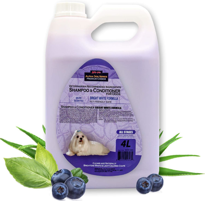 Alpha Dog Series Bright White Natural Whitening Dog Shampoo and Conditioner for
