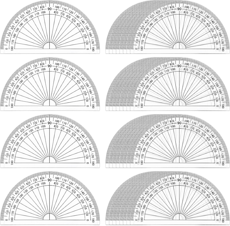 100 Pcs 4 Inch Plastic Clear Protractor Bulk Math Protractors Set