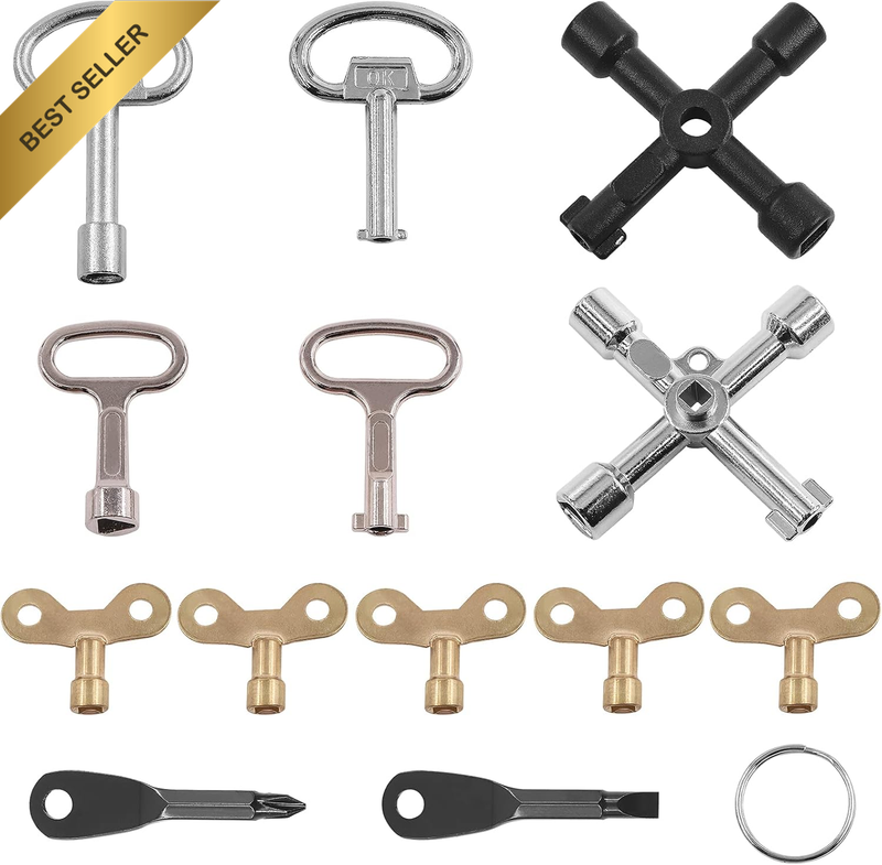 12Pcs Multi Functional Utility Tool Key Kit Including Two Types 4 Way Cross Keys