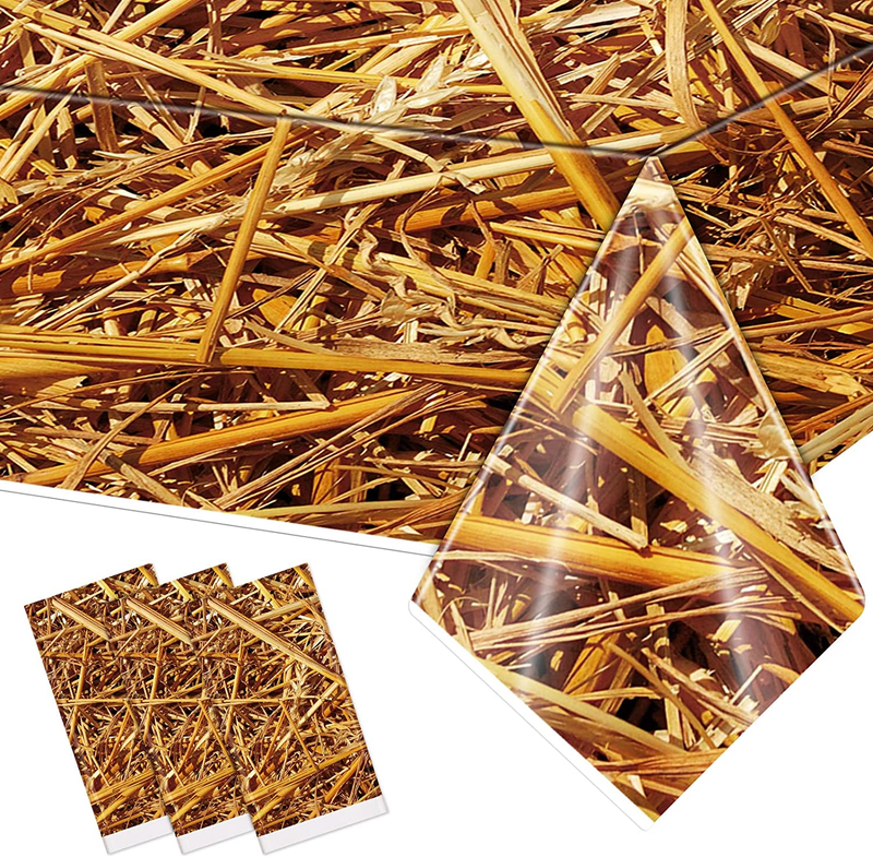 3 PCS Straw Tablecover 51 X 87 Inch Farm Hay Table Cover Waterproof Straw