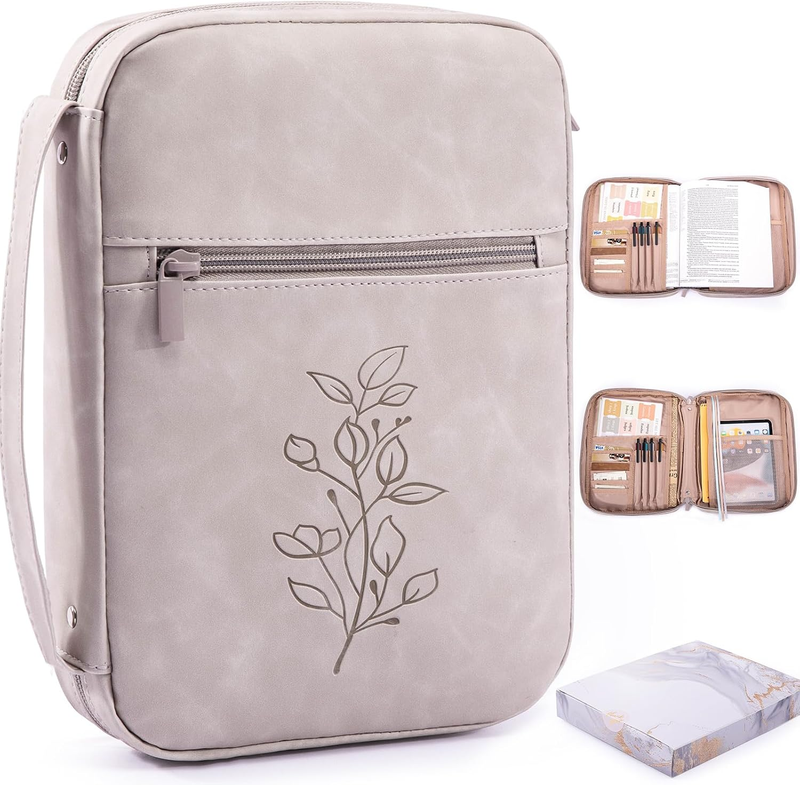 Large PU Leather Bible Cover for Men, Women Packed in Gift Box - Bible Carrying