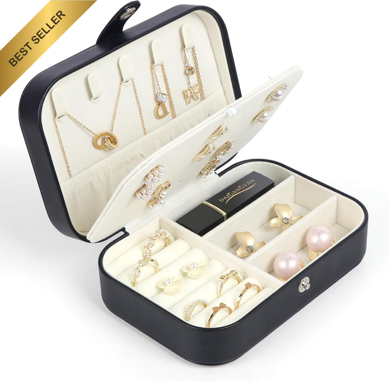 Travel Jewelry Box,Small Jewelry Organizer Boxes for Women Girls, 2 Layer Travel