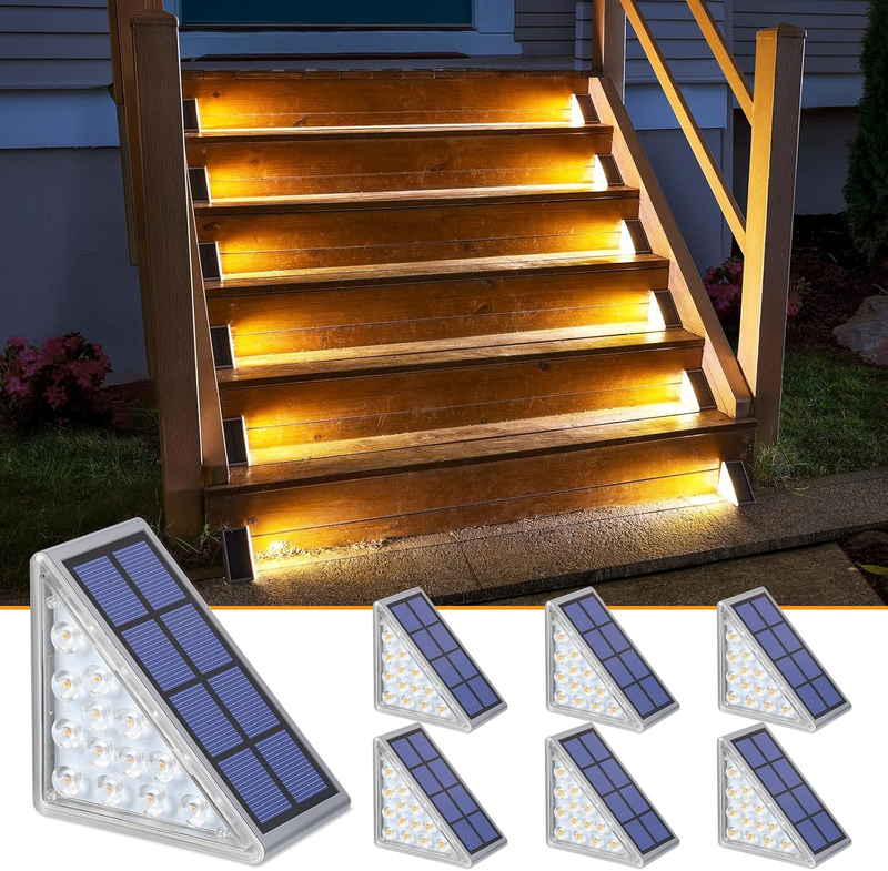 6 Pack Solar Stair Lights Outdoor, Solar Step Lights Outdoor Waterproof IP67 - A