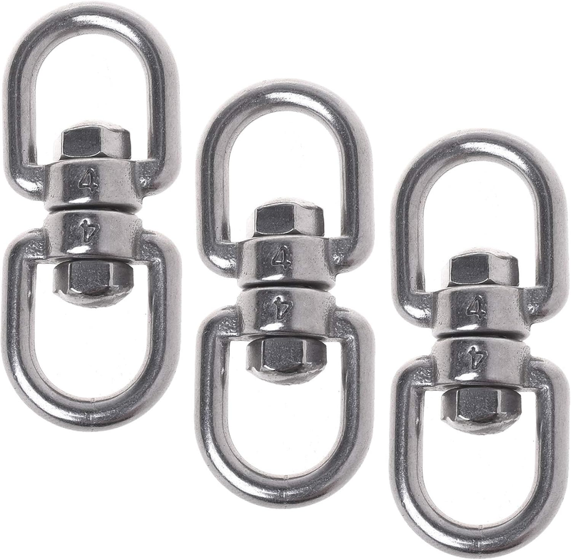 3 Pcs M4 Stainless Steel 304 Double-Ended Swivel Hooks, Smooth Hanging Basket Sp
