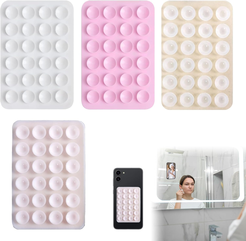 4 Pack Silicone Suction Phone Case Mount Sticky Phone Grip Suction Holder for Wa