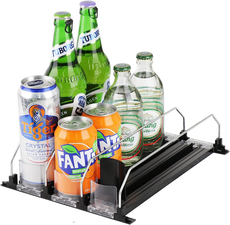 Fanfolou Soda Can Organizer for Refrigerator - Self Pushing Drink Organizer for