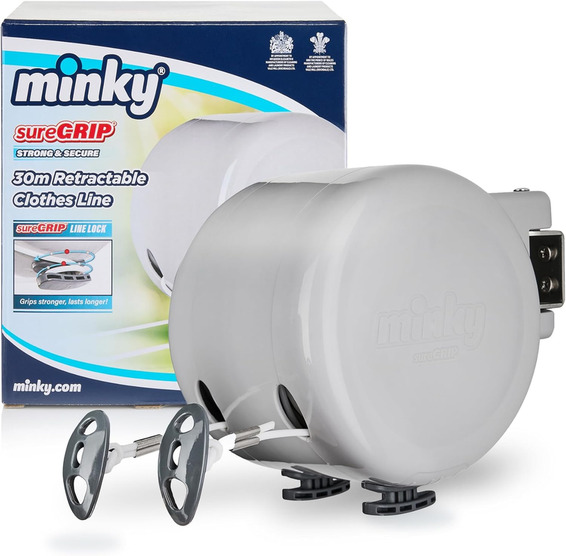 Homecare Outdoor Retractable Dual Clothesline - Heavy Duty PVC Coated Line - Ene