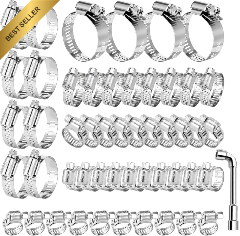 304 Stainless Steel Hose Clamp Assortment Kit, 1/4