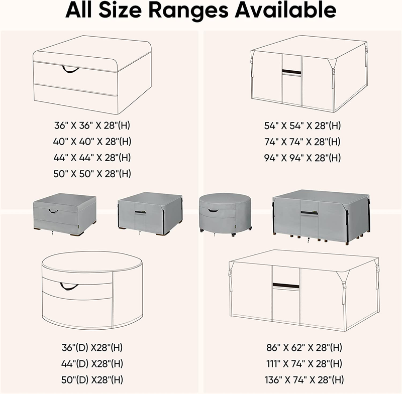 Waterproof Patio Table Cover, Heavy Duty 600D Canvas Patio Furniture Covers for