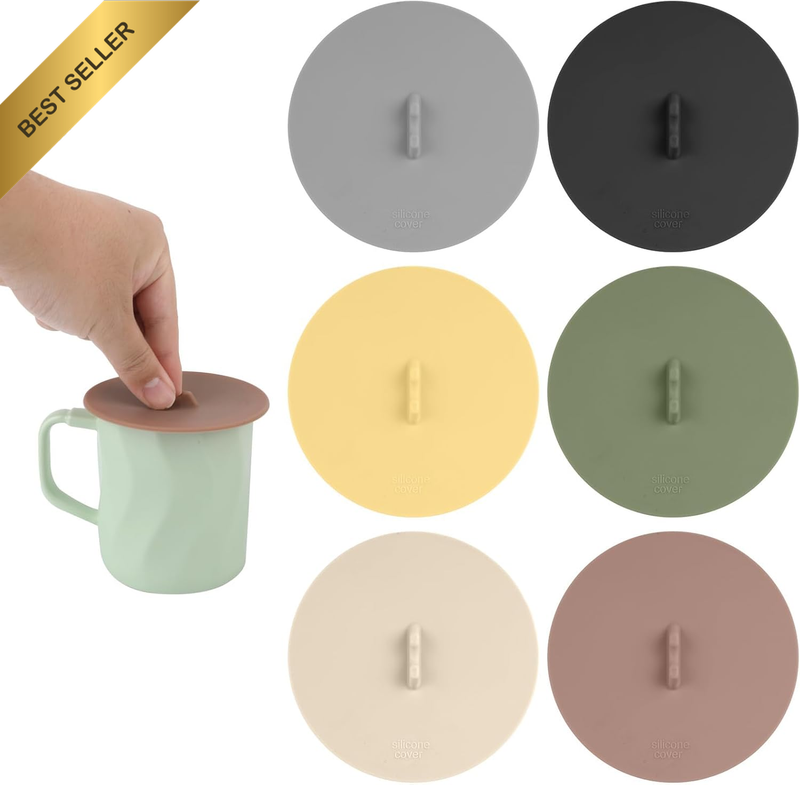 6Pcs Silicone Cup Lids, 10Cm Diameter Colorful Mug Cover Anti-Dust Airtight Hot