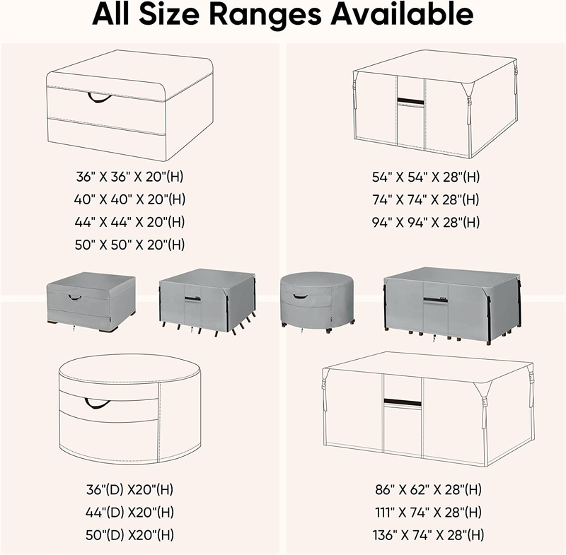 Patio Fire Pit Table Cover, Heavy Duty 600D Canvas Outdoor Waterproof Fireplace