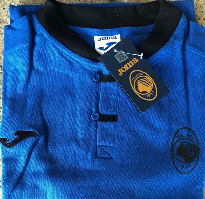 Atalanta Bergamo Joma Cotton Henley Polo Shirt 2XL XXL 24.5' Pit2Pit NWT Blue