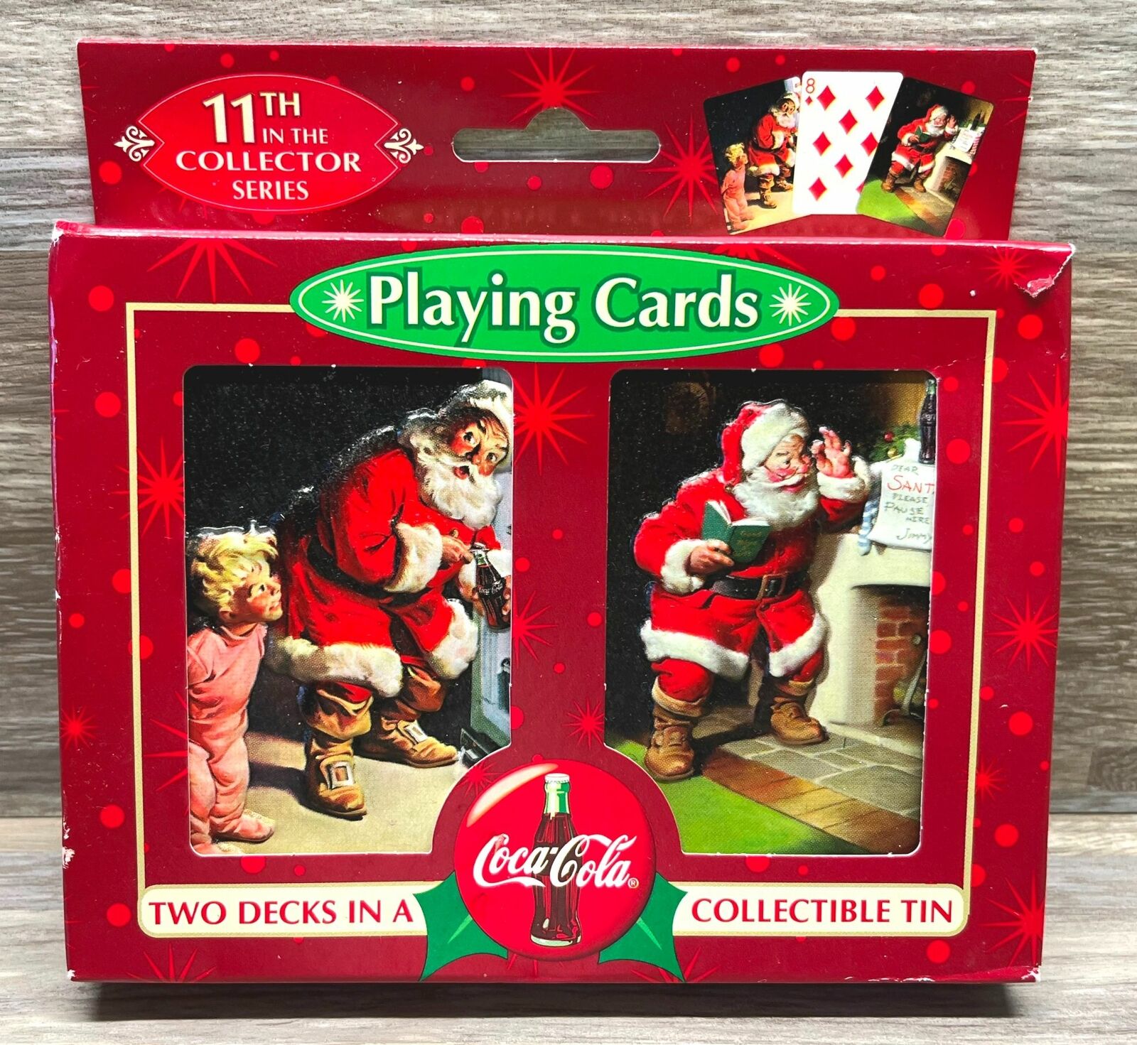 Vintage Coca Cola Double Deck Playing Cards in Tin Christmas S...