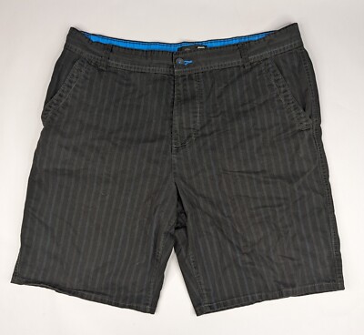 OP Ocean Pacific Shorts Mens 38 Black Blue Striped Cotton Chino Surf Skater Y2K