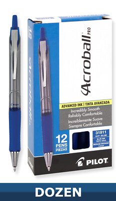 31911 Pilot Acroball Pro RT Ballpoint Pen, Medium 1.0mm, Blue Ink, Pack of 12