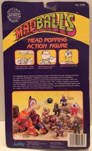 VINTAGE AMTOY MADBALLS LOCK LIPS 1986 NOS HEAD POPPING ACTION FIGURE FREAKY FUN