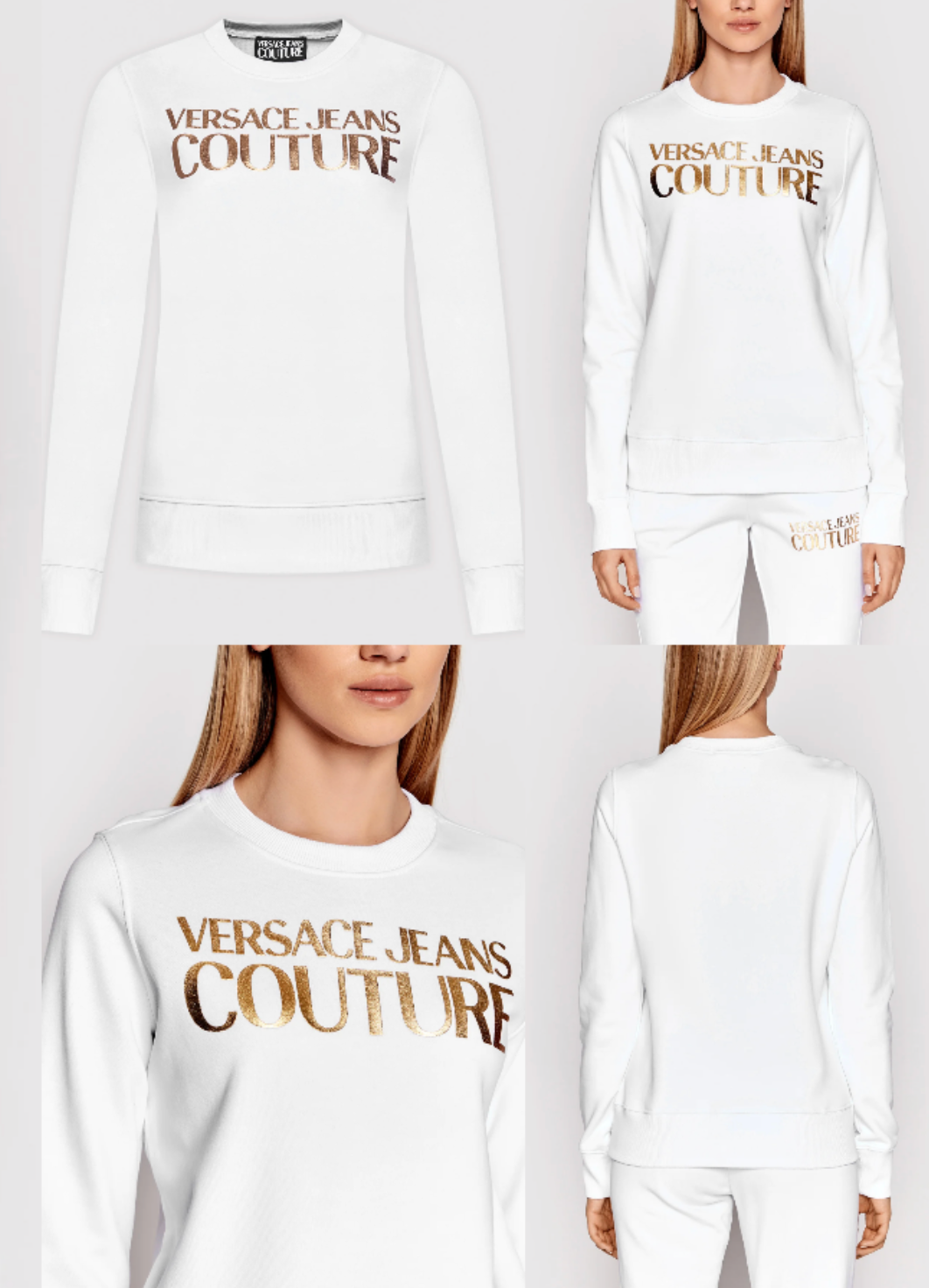 Pre-owned Versace Jeans Couture Sweatshirt Foil Logo Pulli Pullover Sweater Jumper M In Weiss